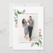 Waterverf Winterberry en Holly Foto Kerst Feestdagenkaart (Voorkant)