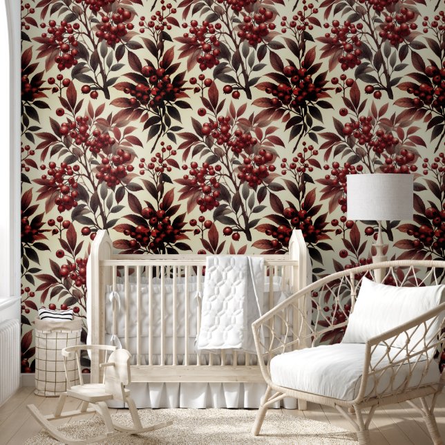 Waterverf Winterberry geometrisch Behang (Kinderen)
