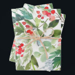 Waterverf Winterberry Holly Pattern Christmas Inpakpapier Vel<br><div class="desc">Voeg een botanische touch toe aan uw cadeaus met deze vakantie-thema inpakbladen. Ze tonen waterverf rode winterbessen hulst en groen,  waardoor ze ideaal zijn voor kerst- en feestdagen. Er zijn ook coördinerende items beschikbaar.</div>