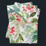 Waterverf Winterberry Holly Pattern Christmas Inpakpapier Vel<br><div class="desc">Voeg een botanische touch toe aan uw cadeaus met deze vakantie-thema inpakbladen. Ze tonen waterverf rode winterbessen hulst en groen,  waardoor ze ideaal zijn voor kerst- en feestdagen. Er zijn ook coördinerende items beschikbaar.</div>