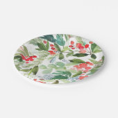 Waterverf Winterberry Holly Pattern Christmas Papieren Bordje (Gekanteld)