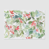 Waterverf Winterberry Holly Pattern Christmas Tissuepapier (Voorkant)