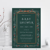 Waterverf Winterberry Lijst Baby shower Groen Kaart