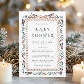 Waterverf Winterberry Lijst Baby shower Kaart