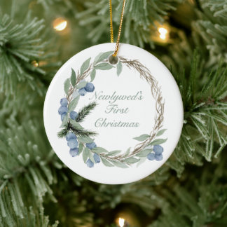 Waterverf Winterbeskrans Keramisch Ornament