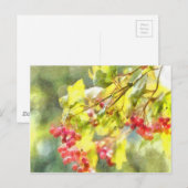 Waterverf winterbessen briefkaart (Voorkant / Achterkant)