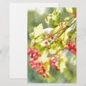 Waterverf winterbessen briefpapier (Voorkant / Achterkant)