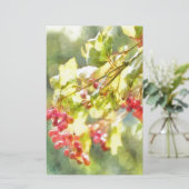 Waterverf winterbessen briefpapier (Staand voorkant)