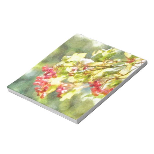 Waterverf winterbessen notitieblok (Linkerzijde)