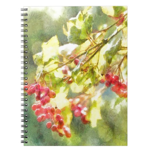 Waterverf winterbessen notitieboek (Voorkant)