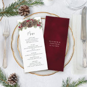 Waterverf Winterbessen Pine Kerstbruiloft Menu