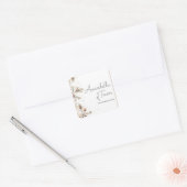 Waterverf Winterbessen Romantische Aangepaste Naam Vierkante Sticker (Envelop)