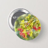 Waterverf winterbessen ronde button 5,7 cm (Voorkant /achterkant)