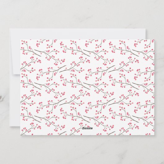 Waterverf winterbessen Silver Foil Pine Feestdagenkaart (Achterkant)