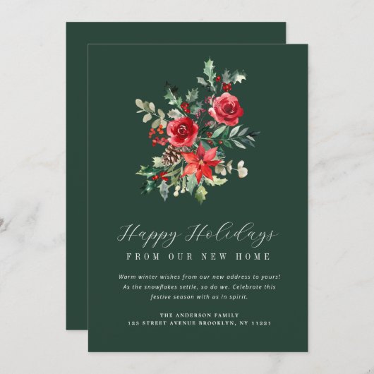 waterverf winterblad bewegende aankondigingskaart feestdagenkaart (Voorkant / Achterkant)