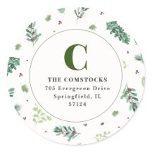 Waterverf Winterbladeren Kerstmis retouradres