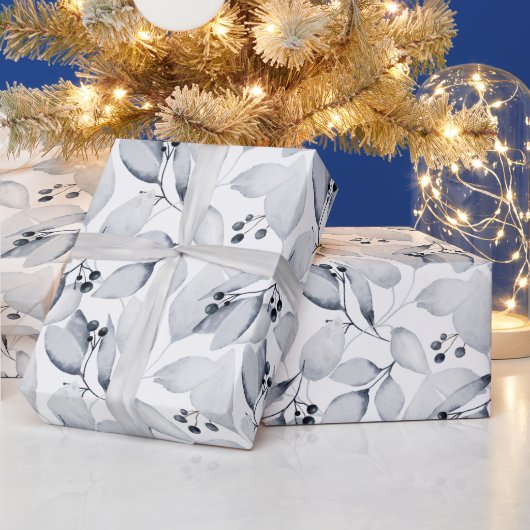 Waterverf winterbladeren kerstvakantie cadeaupapier (Feestdagen)