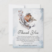 Waterverf Winterbladeren & Robin Begrafenis Bedankkaart (Voorkant)