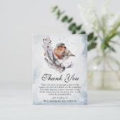 Waterverf Winterbladeren & Robin Begrafenis Bedankkaart (Staand voorkant)