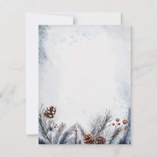 Waterverf Winterbladeren & Robin Begrafenis Bedankkaart (Achterkant)