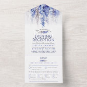 Waterverf winterblauwe avond receptie bruiloft all in one uitnodiging (Binnen)