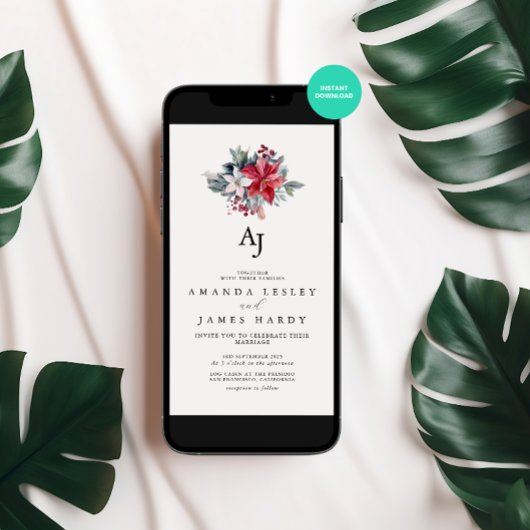 Waterverf Winterbloem Kerstfeest Kaart