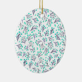 Waterverf winterbloemen - aqua en indigo keramisch ornament (Rechts)
