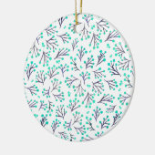 Waterverf winterbloemen - aqua en indigo keramisch ornament (Links)