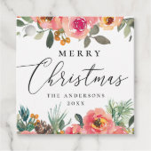 Waterverf winterbloemen. Elegante kerstbloei Bedankjes Labels (Voorkant)