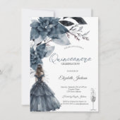 Waterverf Winterbloemen Glazen Meisje Quinceanera Kaart (Voorkant)
