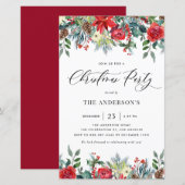 Waterverf Winterbloemen Kerstfeest Uitnodigen (Voorkant / Achterkant)