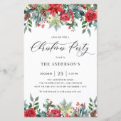 Waterverf Winterbloemen Kerstfeest Uitnodigen (Voorkant)