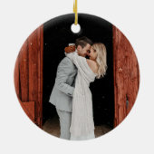 Waterverf winterbloemen Pas getrouwd eerste kerst Keramisch Ornament (Achterkant)