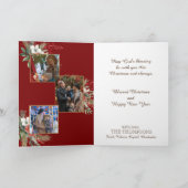 Waterverf Winterbloemen Rood 3 Foto's Kerst Kaart (Binnen)