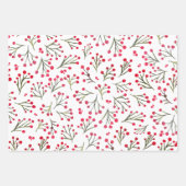 Waterverf winterbloemen - rood inpakpapier vel (Voorkant 3)