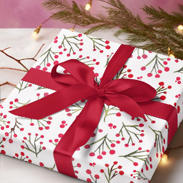 Waterverf winterbloemen - rood inpakpapier vel