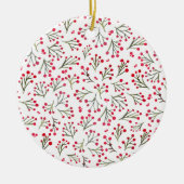 Waterverf winterbloemen - rood keramisch ornament (Voorkant)