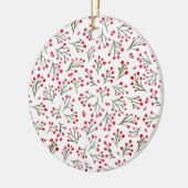 Waterverf winterbloemen - rood keramisch ornament (Links)