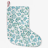 Waterverf winterbloemen - turkooizen kleine kerstsok (Voorkant)