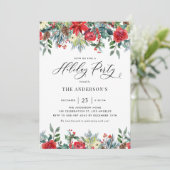 Waterverf Winterbloemen Vakantie Party Kaart (Staand voorkant)