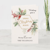 Waterverf Winterbloemen Wit 3 Foto's Kerst Kaart (Voorkant)