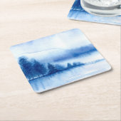 Waterverf Winterbomen op herbruikbaar Kartonnen Onderzetters (Schuin)