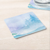 Waterverf Winterbomen opnieuw bruikbaar Kartonnen Onderzetters (Schuin)