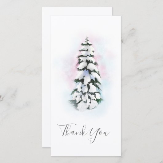 Waterverf winterboom dank u kaart (Voorkant / Achterkant)