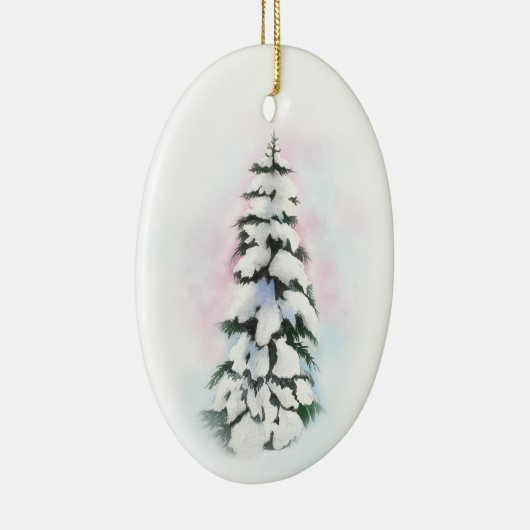 Waterverf winterboom keramisch ornament (Rechts)