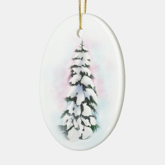 Waterverf winterboom keramisch ornament (Links)