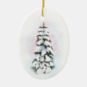 Waterverf winterboom keramisch ornament (Voorkant)