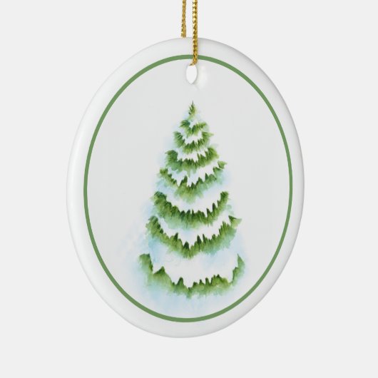 Waterverf winterboom keramisch ornament (Rechts)