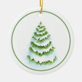 Waterverf winterboom keramisch ornament (Voorkant)
