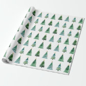 Waterverf Winterboom Kerstverpakking Cadeaupapier (Uitgerold)